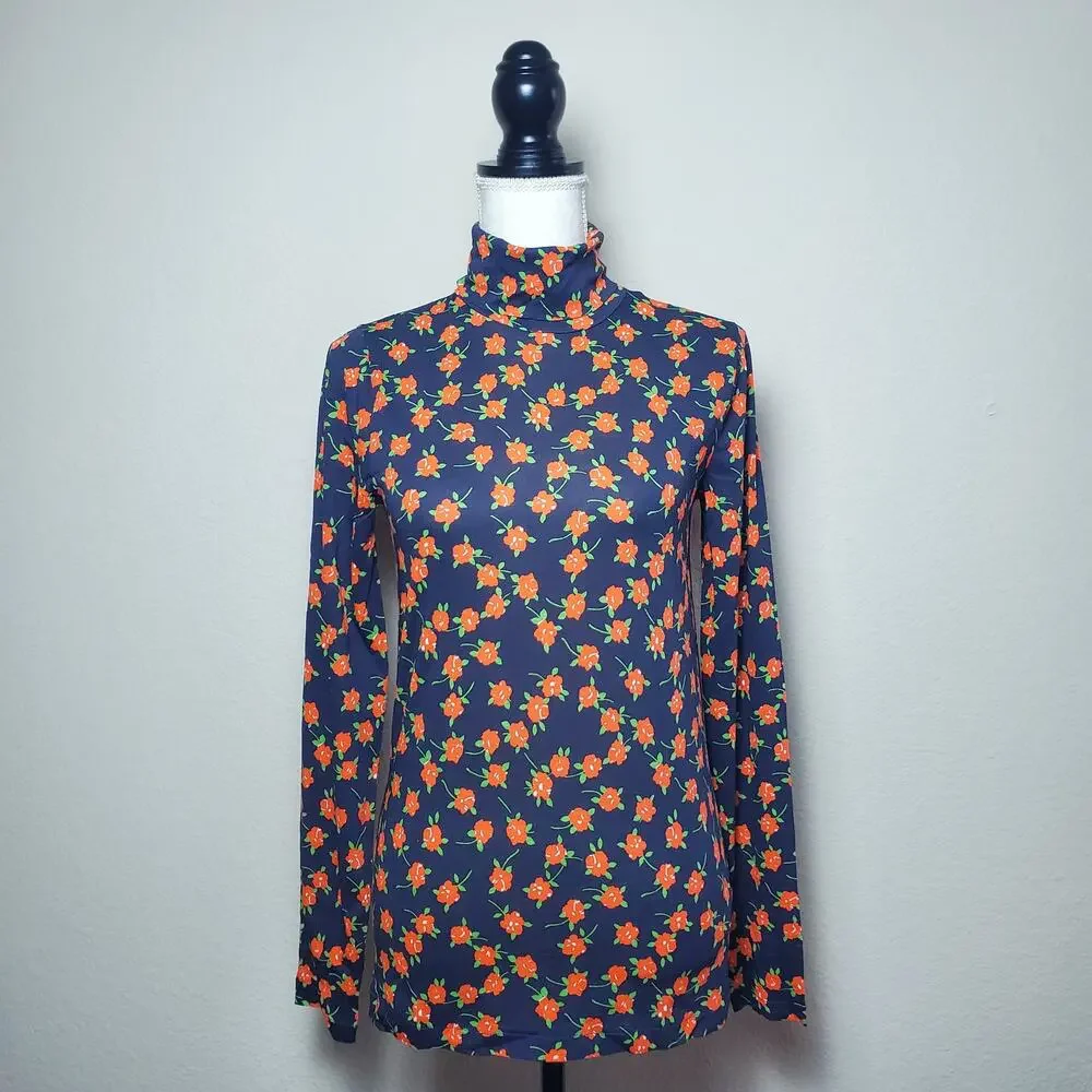 J.Crew Floral Turtleneck Top Medium NWT